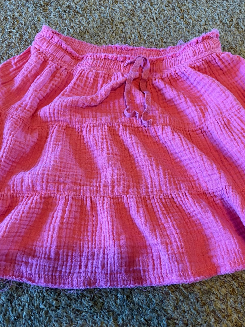 aerie Pink Tiered Gauze Mini Skirt